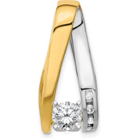 14K Two-Tone Diamond Semi-Mount Pendant with Channel-Set Round Diamonds - Fits 6mm Regular/8mm Fancy Omega by Oro Pregiato