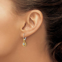 14K Two-Tone Diamond Teardrop Dangle Earrings - 0.01 Carat Total Diamond Weight by Monteluci Fine Jewelry