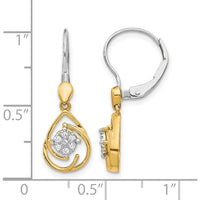 14K Two-Tone Diamond Teardrop Dangle Earrings - 0.01 Carat Total Diamond Weight by Monteluci Fine Jewelry