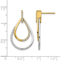 14K Two-Tone Diamond Teardrop Earrings with Round Diamonds - 0.006 Carats Total Diamond Weight by Monteluci Fine Jewelry