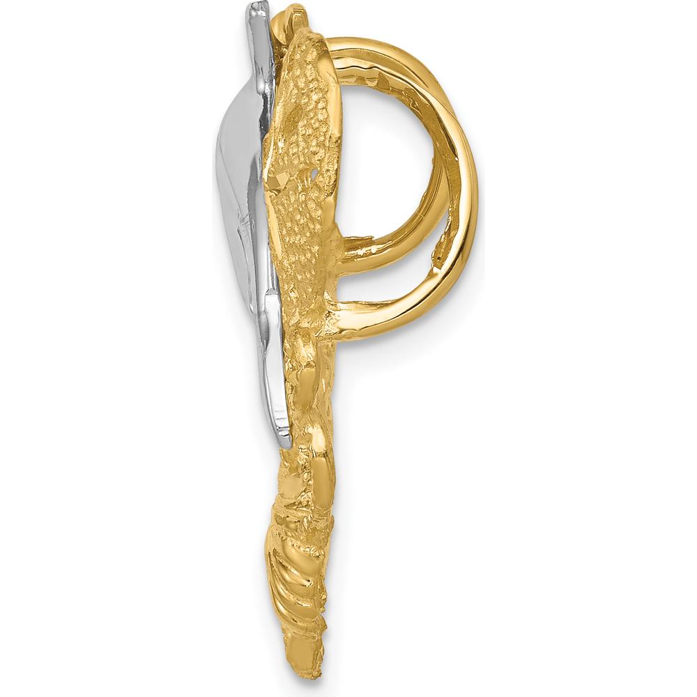 14K Two-Tone Dolphin and Starfish Pendant with Textured Design - Fits up to 6mm Omega Slide by Oro Pregiato