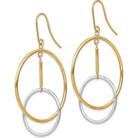 14K Two-Tone Double Circle & Bar Dangle Earrings - Elegant Geometric Design by 0
