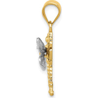 14K Two-Tone Dragonfly Pendant in Yellow and White Gold by Oro Pregiato