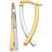 14K Two-Tone Drop Earrings with Hinged Tube Design - Polished Finish by Monteluci Fine Jewelry