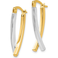 14K Two-Tone Drop Earrings with Hinged Tube Design - Polished Finish by Monteluci Fine Jewelry