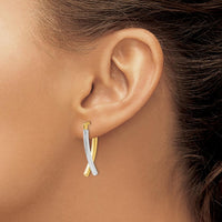 14K Two-Tone Drop Earrings with Hinged Tube Design - Polished Finish by Monteluci Fine Jewelry