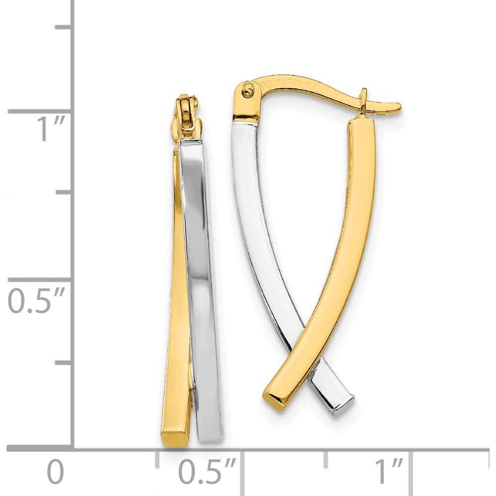 14K Two-Tone Drop Earrings with Hinged Tube Design - Polished Finish by Monteluci Fine Jewelry