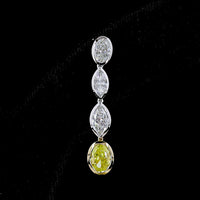 14K Two Tone Drop Earrings with Marquise Cut E VS White Diamonds and Oval Cut Fancy Vivid Yellow Lab Diamonds - 3.55 Carat Total Weight - Covaloro Fine Jewelry