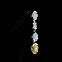 14K Two Tone Drop Earrings with Marquise Cut E VS White Diamonds and Oval Cut Fancy Vivid Yellow Lab Diamonds - 3.55 Carat Total Weight - Covaloro Fine Jewelry