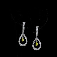 14K Two Tone Drop Earrings with Pear Shape Fancy Vivid Yellow Lab Diamonds and Mixed Marquise & Oval Clear Diamonds - 2.06 Total Carat Weight - Covaloro Fine Jewelry