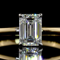 14K Two Tone Emerald Cut Lab Diamond Solitaire Ring - 1.08 Carat D VS1 IGI Certified - Covaloro Fine Jewelry
