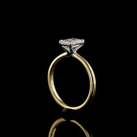 14K Two Tone Emerald Cut Lab Diamond Solitaire Ring - 1.08 Carat D VS1 IGI Certified - Covaloro Fine Jewelry
