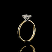 14K Two Tone Emerald Cut Lab Diamond Solitaire Ring - 1.08 Carat D VS1 IGI Certified - Covaloro Fine Jewelry