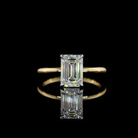 14K Two Tone Emerald Cut Lab Diamond Solitaire Ring - 2.12 Carat E-F VVS2 IGI Certified - Covaloro Fine Jewelry