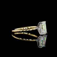 14K Two Tone Emerald Cut Lab Diamond Solitaire Ring - 2.12 Carat E-F VVS2 IGI Certified - Covaloro Fine Jewelry