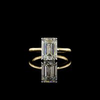 14K Two Tone Emerald Cut Lab Grown Diamond Solitaire Engagement Ring - 3.28 Carats Total Diamond Weight, E VVS2, IGI Certified - Covaloro Fine Jewelry