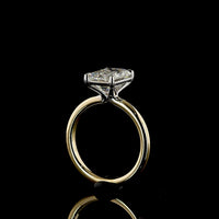 14K Two Tone Emerald Cut Lab Grown Diamond Solitaire Engagement Ring - 3.28 Carats Total Diamond Weight, E VVS2, IGI Certified - Covaloro Fine Jewelry