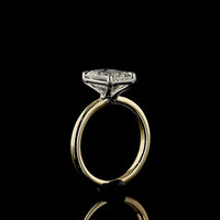 14K Two Tone Emerald Cut Lab Grown Diamond Solitaire Engagement Ring - 3.28 Carats Total Diamond Weight, E VVS2, IGI Certified - Covaloro Fine Jewelry