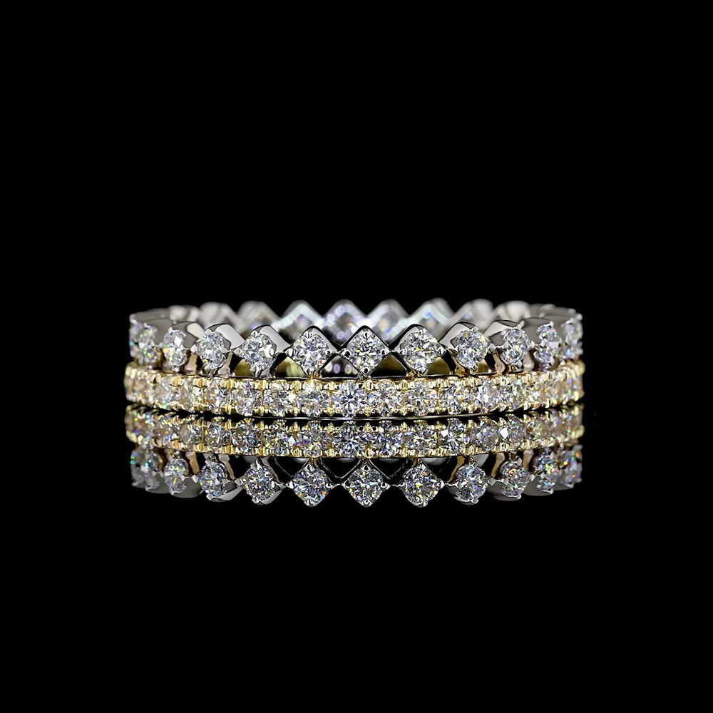 14K Two Tone Eternity Band with 67 Prong-Set Round Lab Diamonds - 0.94 Carat Total Diamond Weight - Covaloro Fine Jewelry