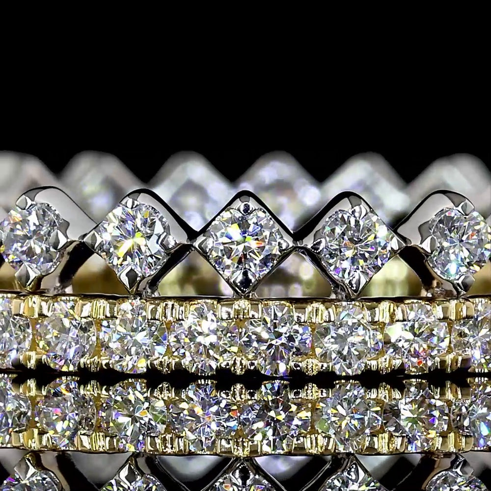 14K Two Tone Eternity Band with 67 Prong-Set Round Lab Diamonds - 0.94 Carat Total Diamond Weight - Covaloro Fine Jewelry