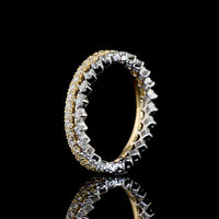 14K Two Tone Eternity Band with 67 Prong-Set Round Lab Diamonds - 0.94 Carat Total Diamond Weight - Covaloro Fine Jewelry