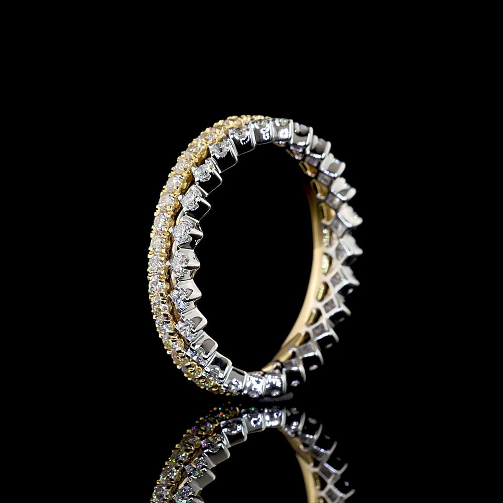 14K Two Tone Eternity Band with 67 Prong-Set Round Lab Diamonds - 0.94 Carat Total Diamond Weight - Covaloro Fine Jewelry