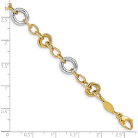 14K Two-Tone Fancy Circles Cable Link Bracelet - 7.5" Length by 0