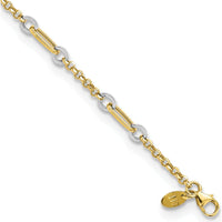 14K Two-Tone Fancy Oval Link Bracelet with Extender - 7.25" Length, Lobster Clasp by Oro Pregiato