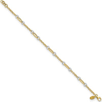 14K Two-Tone Fancy Oval Link Bracelet with Extender - 7.25" Length, Lobster Clasp by Oro Pregiato