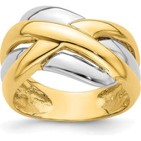 14K Two-Tone Fashion Ring with Cross-Cross Design and Polished Finish by 0
