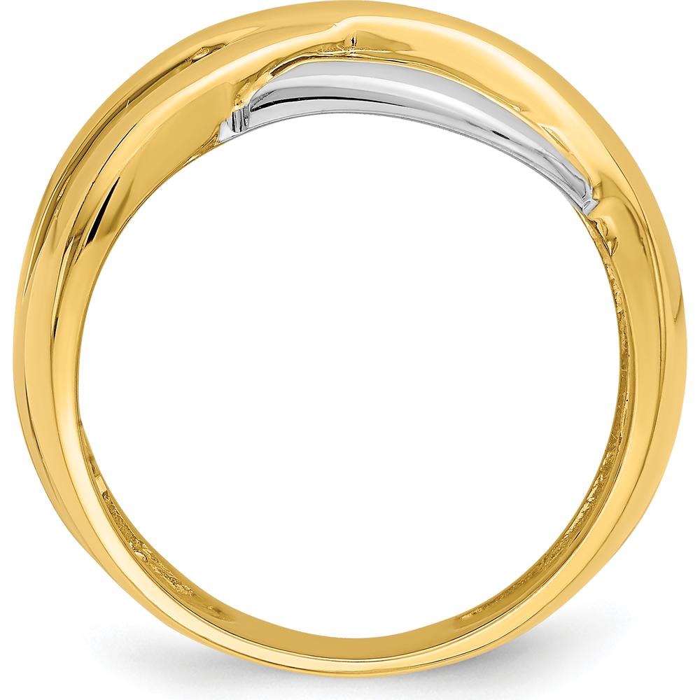 14K Two-Tone Fashion Ring with Cross-Cross Design and Polished Finish by 0