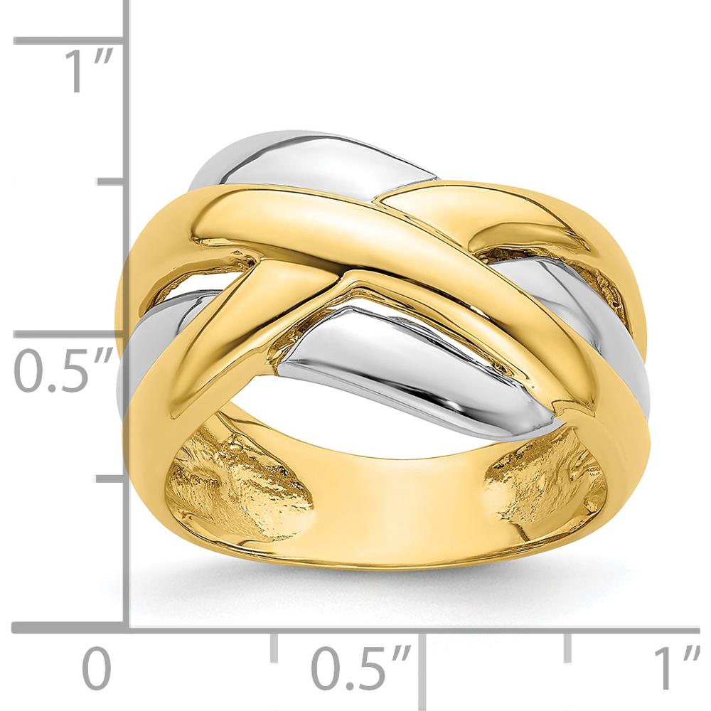14K Two-Tone Fashion Ring with Cross-Cross Design and Polished Finish by 0