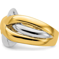 14K Two-Tone Fashion Ring with Cross-Cross Design and Polished Finish by 0