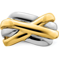 14K Two-Tone Fashion Ring with Cross-Cross Design and Polished Finish by 0