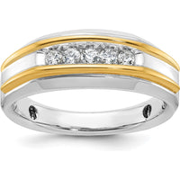 14K Two-Tone Five Stone Polished Men's Ring Mounting - 8mm Band Width by Monteluci Fine Jewelry