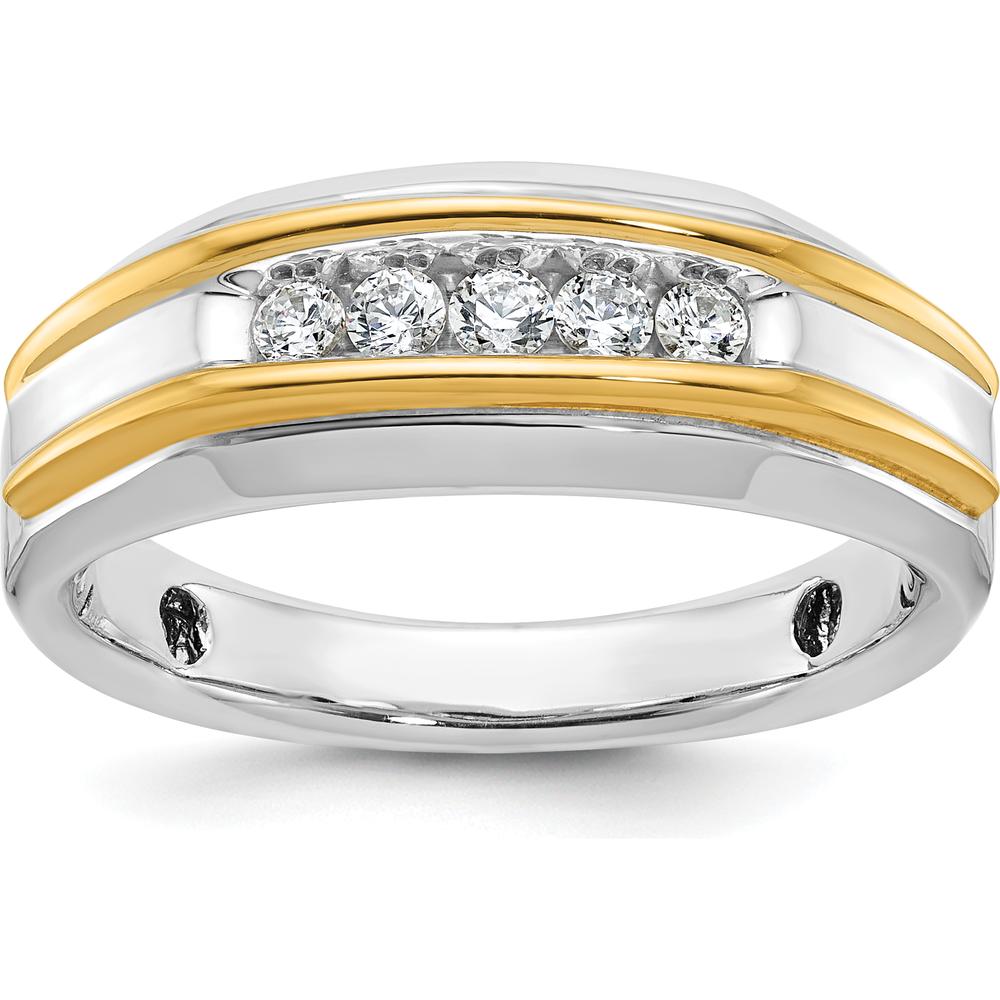14K Two-Tone Five Stone Polished Men's Ring Mounting - 8mm Band Width by Monteluci Fine Jewelry