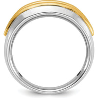 14K Two-Tone Five Stone Polished Men's Ring Mounting - 8mm Band Width by Monteluci Fine Jewelry