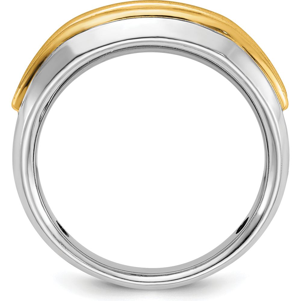 14K Two-Tone Five Stone Polished Men's Ring Mounting - 8mm Band Width by Monteluci Fine Jewelry
