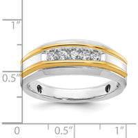 14K Two-Tone Five Stone Polished Men's Ring Mounting - 8mm Band Width by Monteluci Fine Jewelry