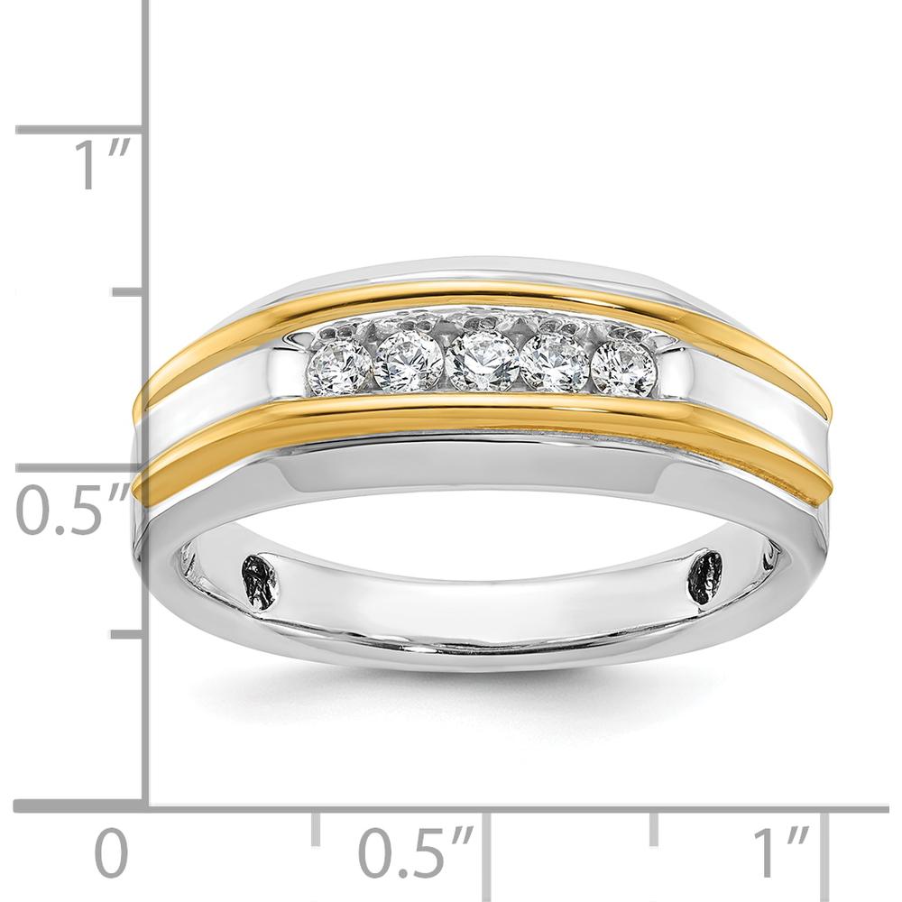 14K Two-Tone Five Stone Polished Men's Ring Mounting - 8mm Band Width by Monteluci Fine Jewelry