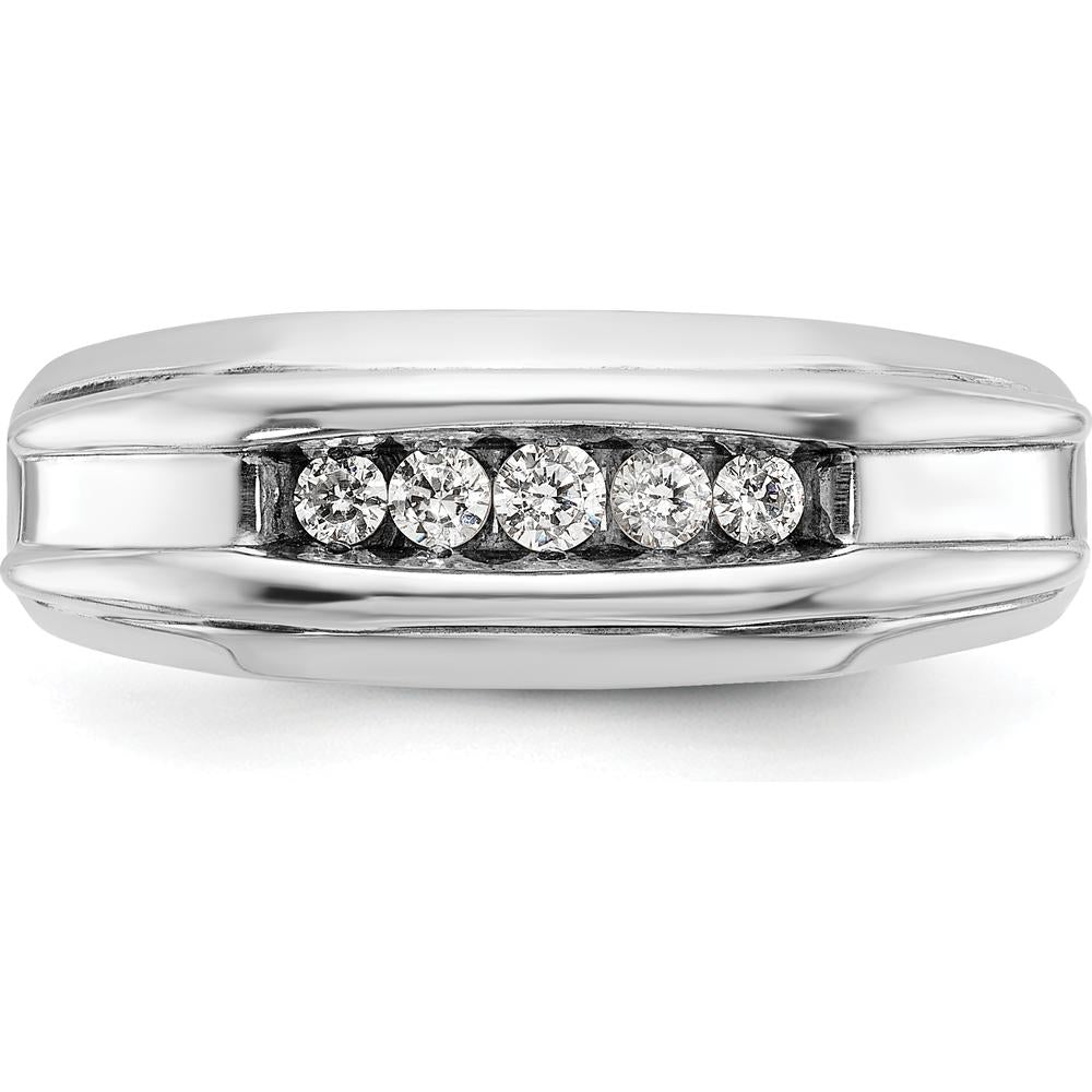 14K Two-Tone Five Stone Polished Men's Ring Mounting - 8mm Band Width by Monteluci Fine Jewelry