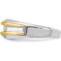 14K Two-Tone Five Stone Polished Men's Ring Mounting - 8mm Band Width by Monteluci Fine Jewelry