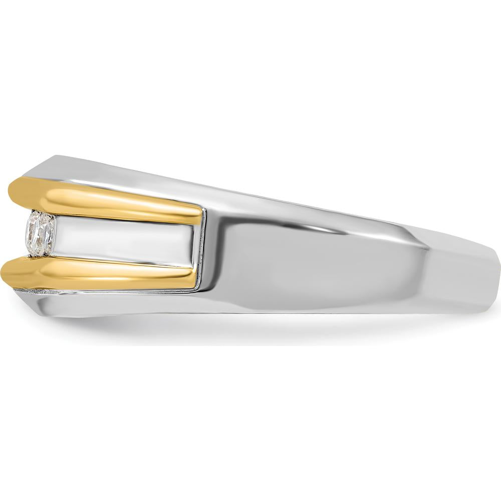 14K Two-Tone Five Stone Polished Men's Ring Mounting - 8mm Band Width by Monteluci Fine Jewelry