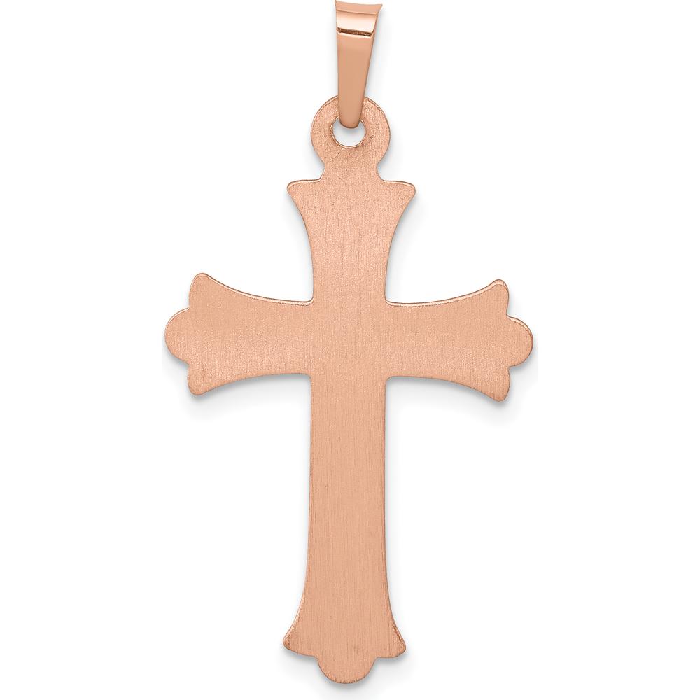 14K Two-Tone Fleur de Lis Cross Pendant - 32.5mm Length by Oro Pregiato