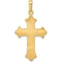 14K Two-Tone Fleur De Lis Cross Pendant in Polished Gold - Elegant Religious Jewelry by Oro Pregiato