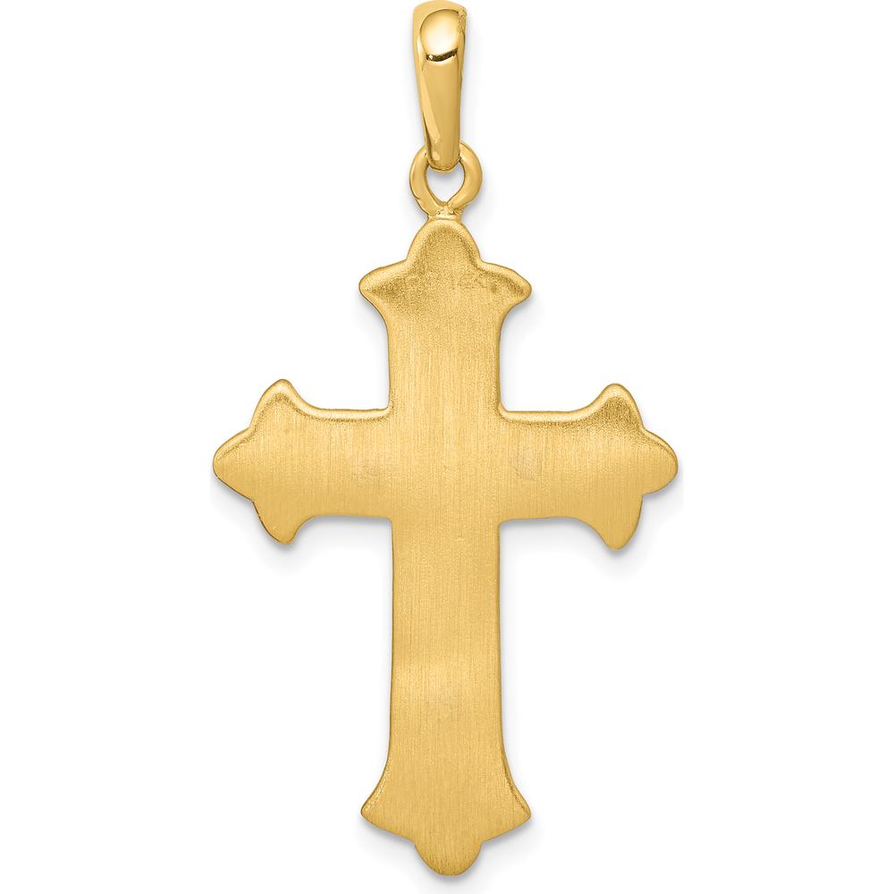 14K Two-Tone Fleur De Lis Cross Pendant in Polished Gold - Elegant Religious Jewelry by Oro Pregiato