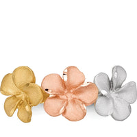 14K Two-Tone Floral Plumeria Ring with Rhodium Satin Diamond-Cut Texture by 0