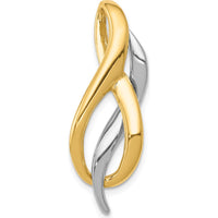 14K Two-Tone Free Form Slide Pendant in Polished Yellow and White Gold - Fits Up to 8mm Omega by 0