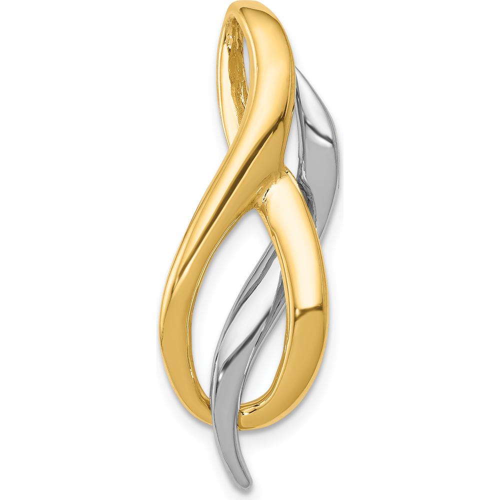 14K Two-Tone Free Form Slide Pendant in Polished Yellow and White Gold - Fits Up to 8mm Omega by 0
