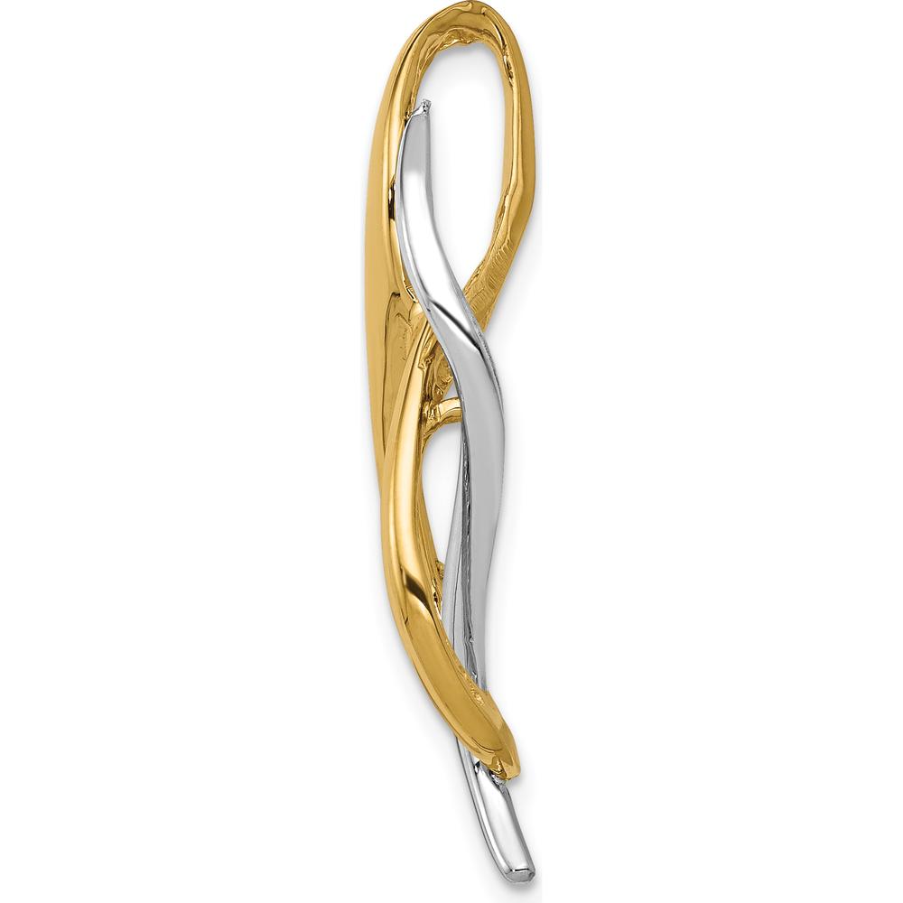 14K Two-Tone Free Form Slide Pendant in Polished Yellow and White Gold - Fits Up to 8mm Omega by 0